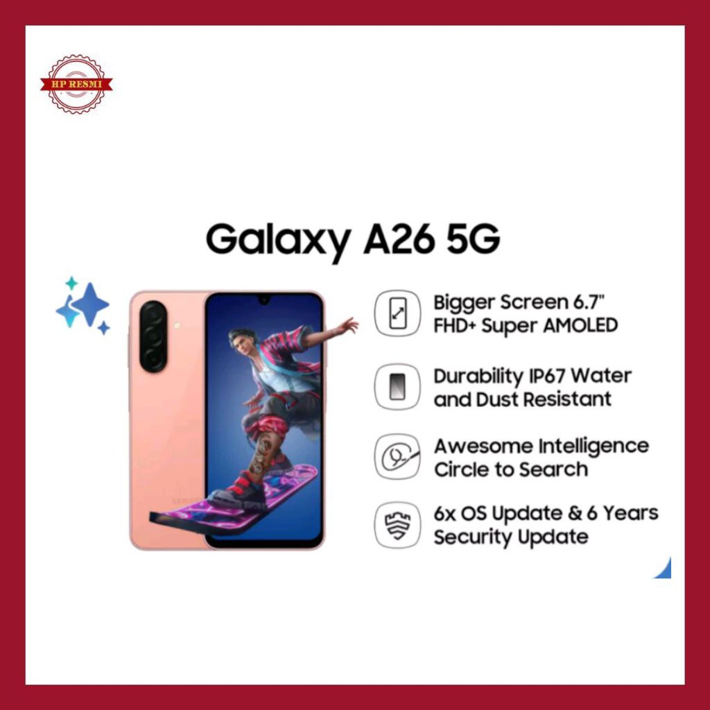 Samsung A26 5G RAM 8/256 Garansi Resmi Harga  3,729,000 Ringgit*Penghantaran Percuma