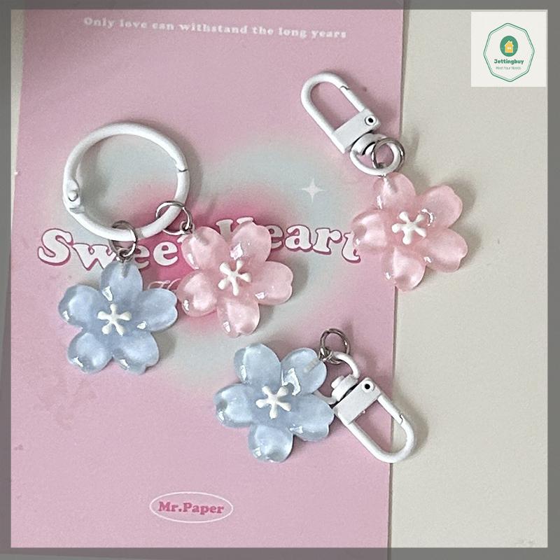 【Jettingbuy】 Hot Sale Ngọt Ngào thạch màu Sakura Keychain Mặt dây chuyền sáng tạo đáng yêu hoa Keyring dễ thương thời trang Ba lô treo đồ trang trí vài Quà Tặng