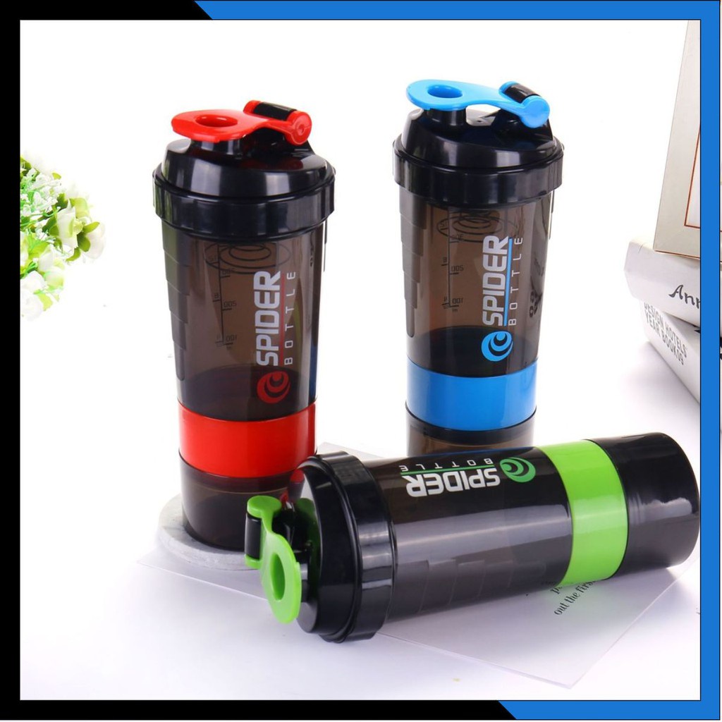 Bình lắc whey bình nước thể thao tập gym shaker đựng protein bcaa 3 ngăn tiện dụng 500 ml