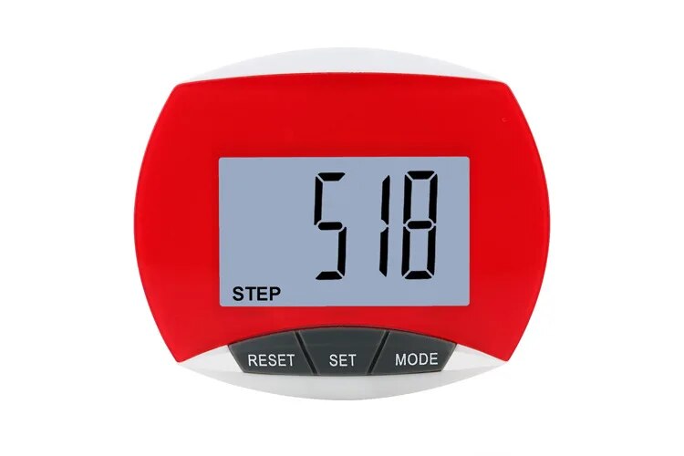 Red Red 1PC Walking Step Counter 3D Pedometer Waterproof Multi