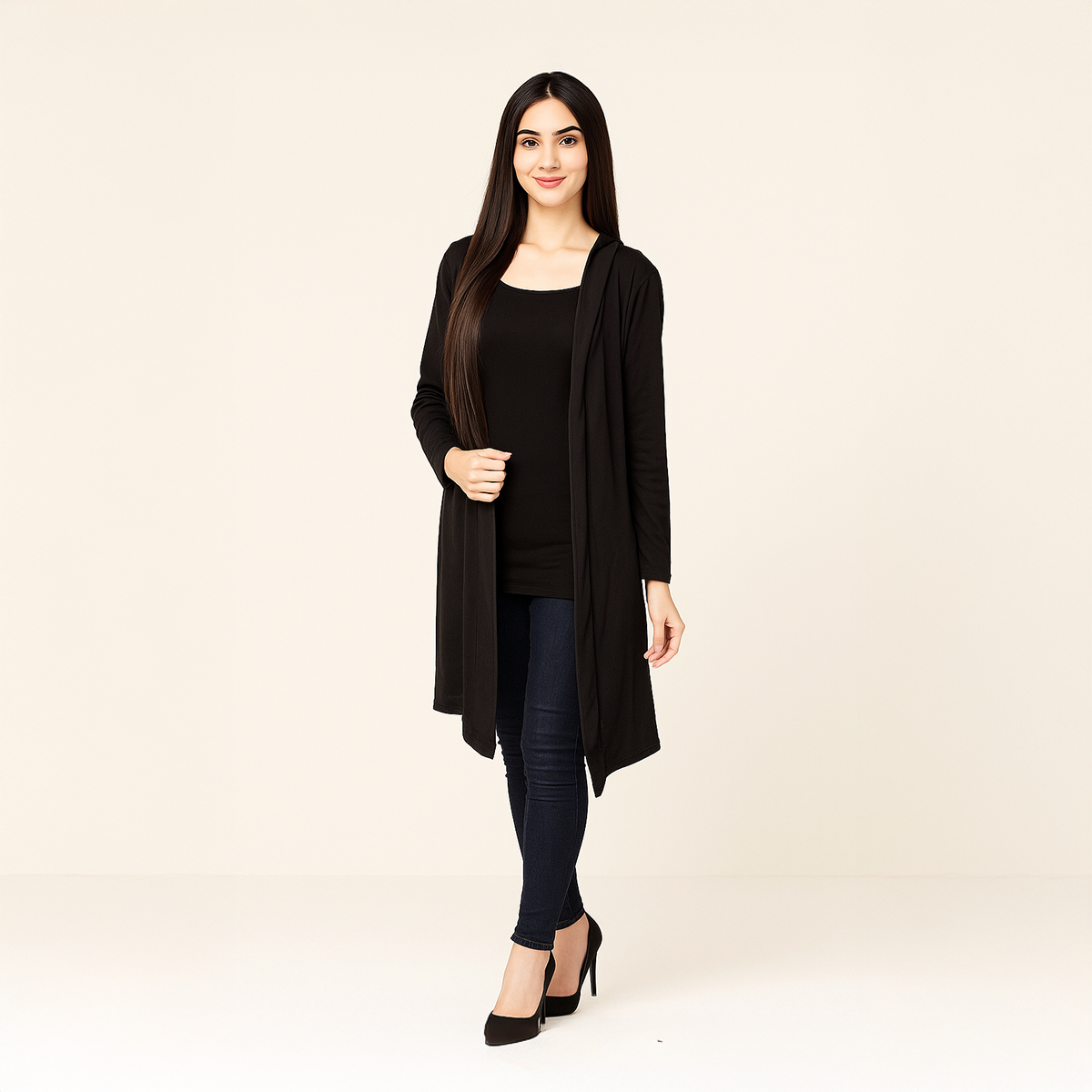 Black Plain Shrug for Girl Shirt for Women