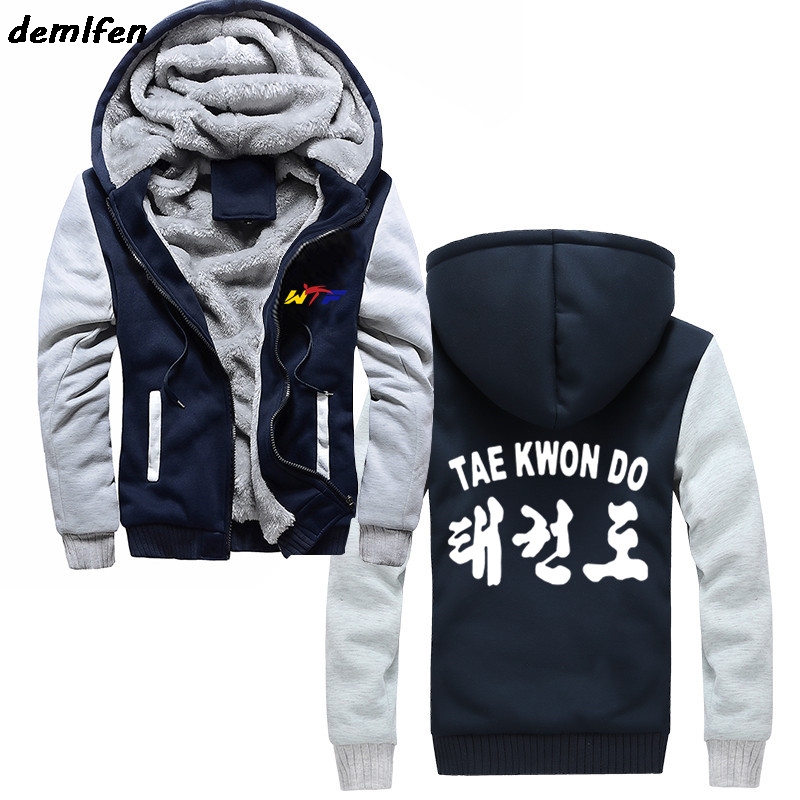 Taekwondo Liên Đoàn Áo nỉ in Nam Thường Ngày Áo nỉ Hoody có khóa kéo Áo Hoodie dày Nam Mùa Đông fies