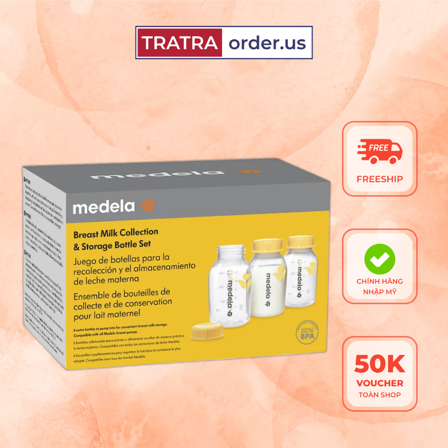 [BILL US] Bình trữ sữa Medela, tách set bộ 6 bình 150ml nhập Mỹ