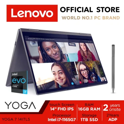 [Free YOGA headset] Lenovo Yoga 7i 14ITL5| 82BH003QSB | 14inch 300nits Glossy, 72% NTSC | i7-1165G7 | 16GB RAM | 1TB SSD | Iris Xe Graphics | Lenovo Digital Pen | 2 Years Onsite warranty+2 Years ADP