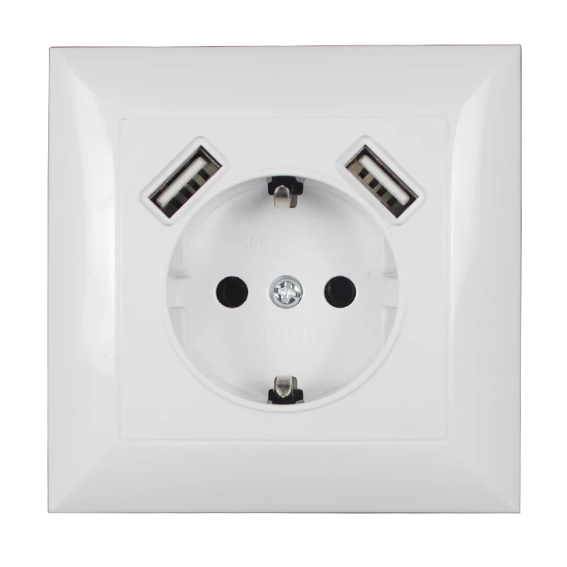 [QIC VJVDJYGDC 119] New Wall USB Socket 5V2A EU Standard Power Outlet With Dual Home Usb Plug Charger Power Socket With Usb V8-2