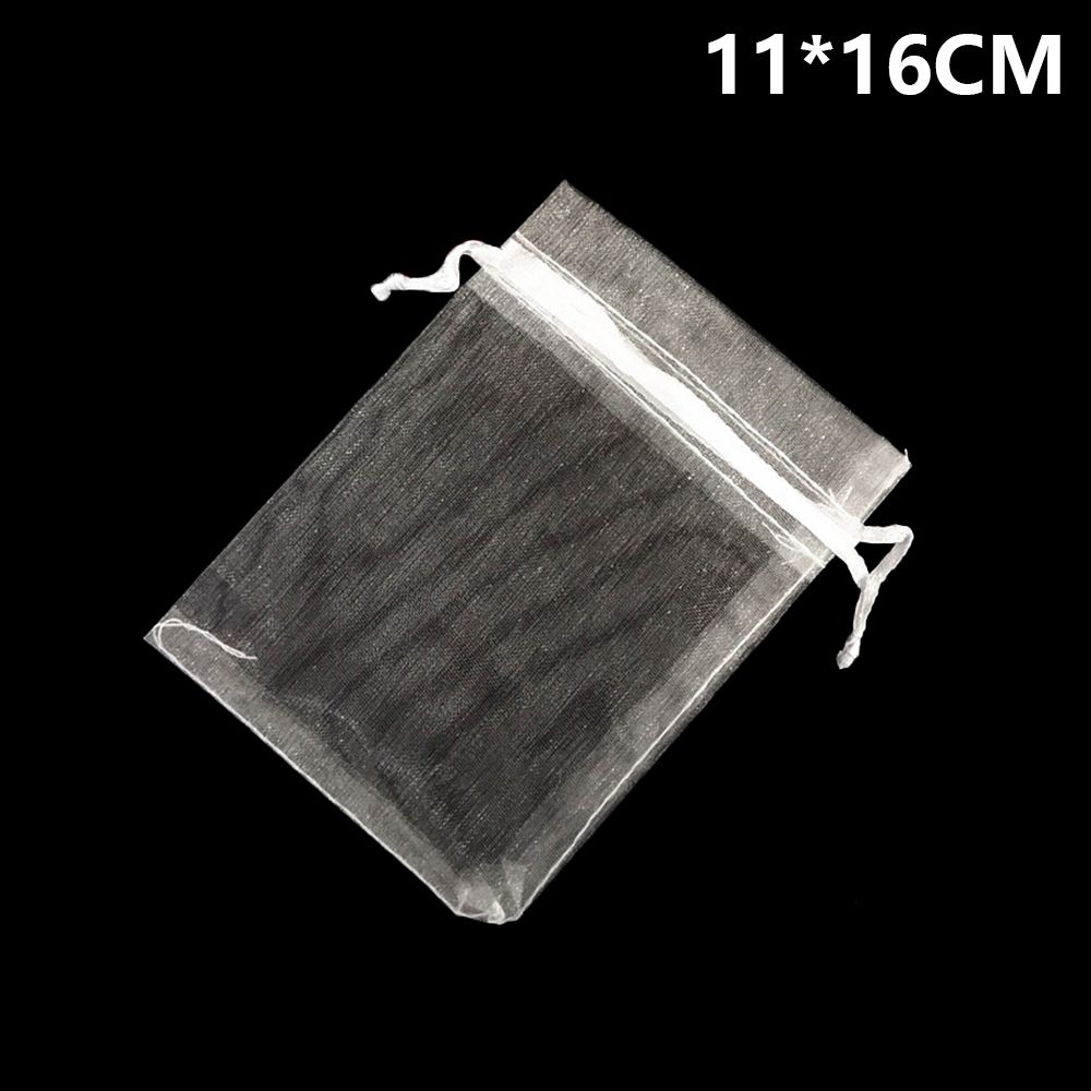BEYO7 25/50PCS lễ cưới Cung cấp cho bữa tiệc Đóng gói đồ trang sức Túi dây rút Organza Gauze Sachet Túi trắng Túi quà tặng