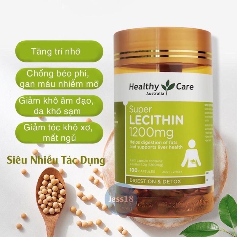( CAM KẾT CHÍNH HÃNG ) Mầm đậu nành heathycare lacithin 1200mg của úc - date 2024