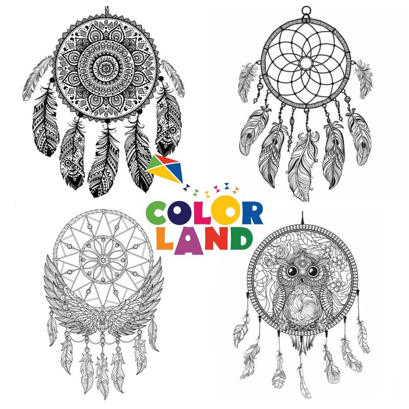 Dreamcatcher - Set 20 Tờ Tranh Tô Màu A4 A5 Dành Cho Màu Sáp, Màu Chì - TRANH TÔ MÀU COLOR LAND
