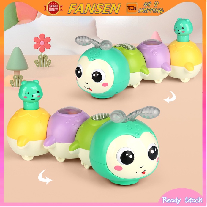 *Đồ chơi âm nhạc cho bé bập bênh từ tính caterpillar press and go musical rolling toys with light up face caterpillar education toddler toy for kids girl