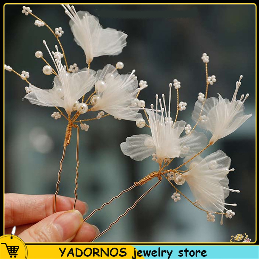 YADORNOS Lưới hoa cưới kẹp tóc cô dâu Handmade Phụ kiện tóc cưới GR4-VN