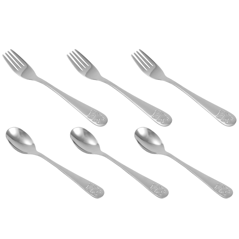 【Latest model】 Stainless Steel Child Safety Cutlery Bear Children Spoon and Fork Set Toddler Utensils Metal Cutlery Set ราคา 241 บาท*ส่งฟรี