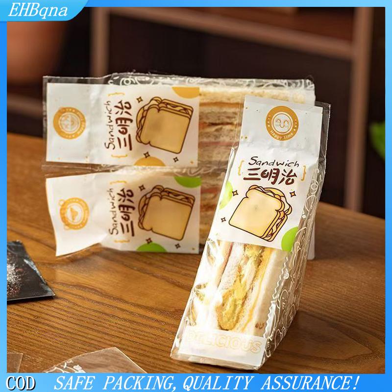 COD 100 chiếc giấy gói sandwich chuyên dụng, dùng một lần, dễ xé, trong suốt, dạng tam giác, túi đóng gói bánh nướng, bánh mì