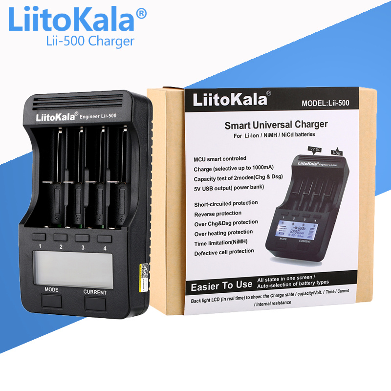 LiitoKala Lii-500 Lii-600 Lii-S8 Lii-PD4 Lii-PD2 LCD 3.7V/1.2V 18650/26650/16340/14500/18500 Bộ sạc 