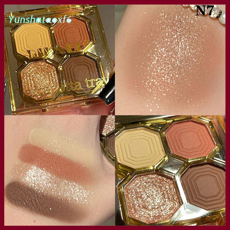 yunshataoxf Dikalu 4 màu Punk Smokey Matte long lanh Eyeshadow Palette ánh sáng lung linh Eye Shadow trang điểm Palette mát mẻ săn chắc màu xám đen EYE PALETTE - 6