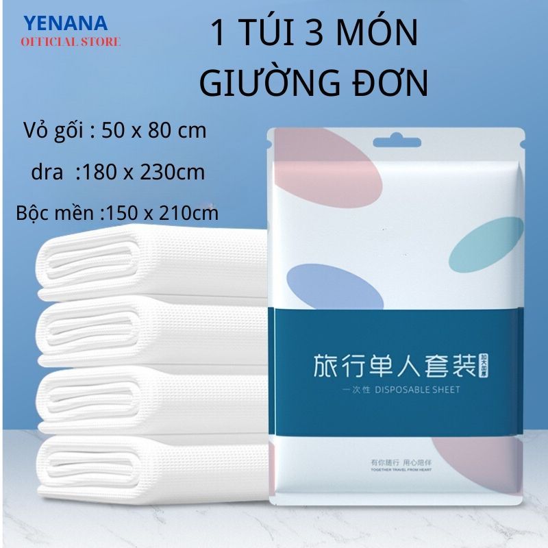 Dra trải giường du lịch dùng 1 lần, bọc chăn ga gối khách sạn dùng một lần tiện lợi