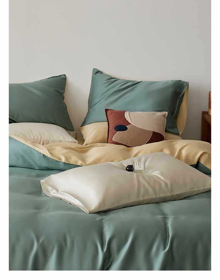 Set di biancheria da letto 60 pezzi in Tencel Four tinta unita Ice Silk Summer Naked, lenzuolo con angoli elasticizzati, set copripiumino, set di lenzuola in tre pezzi AoyuejHasd-CB