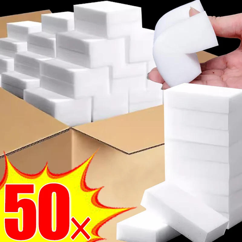 50 cái miếng Bọt Melamine tẩy rửa bát đĩa bọt biển nano trắng Phòng tắm văn phòng nhà bếp miếng bọt biển vệ sinh miếng chất tẩy vết bẩn dụng cụ