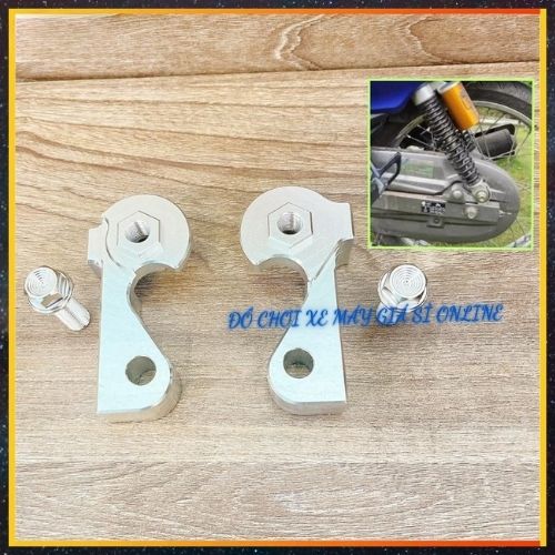 Pat Hạ Phuộc Sau Gắn Wave, Future, Sirius + 2 ốc bắt bát Salaya ( 10 Li 30 ) Nhôm CNC nguyên khối Màu Trắng MGD445