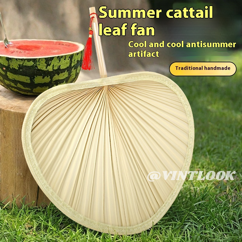 VINTLOOK Elegant Handmade Straw Fan for Summer Cooling with Tassel Decor ราคา 21 บาท*ส่งฟรี