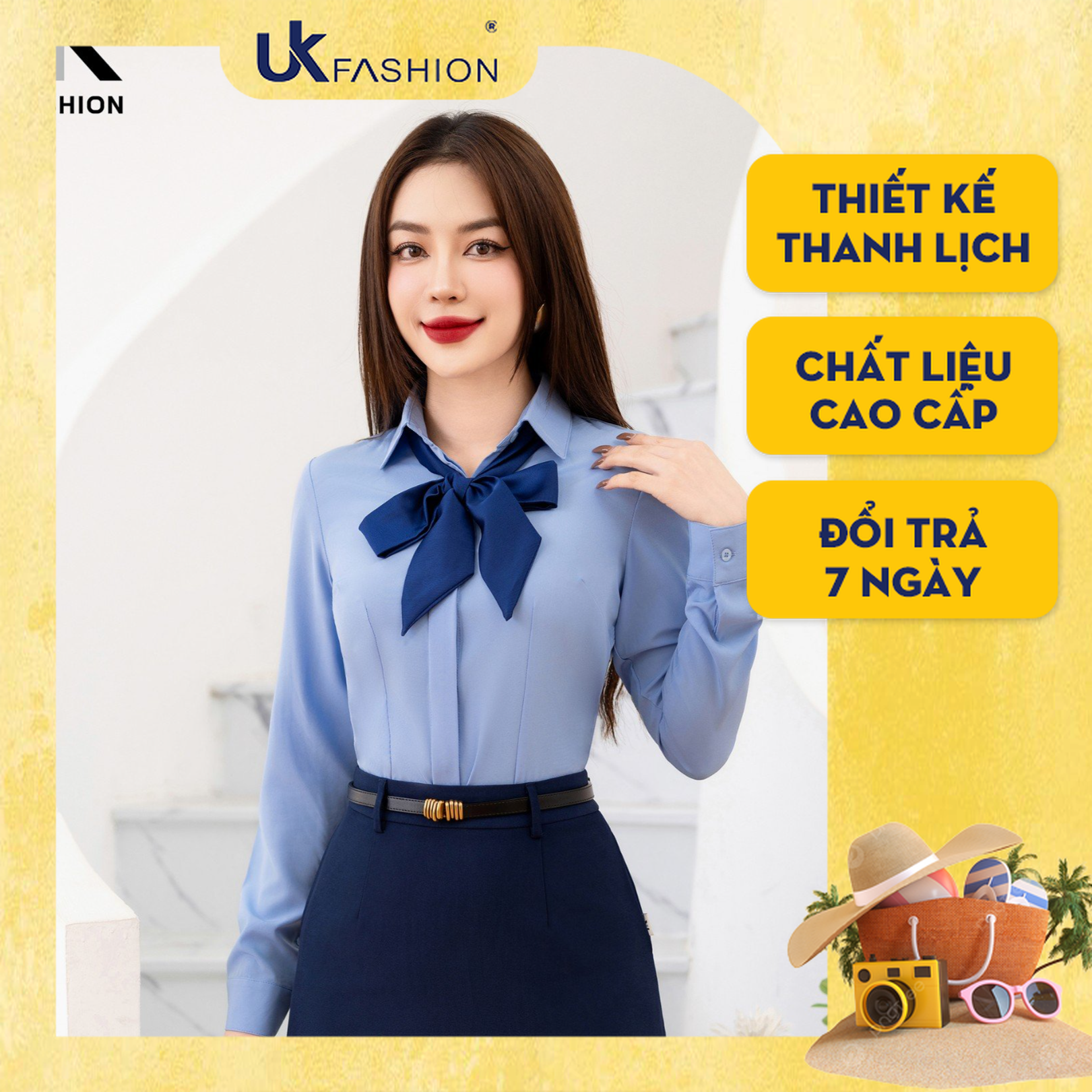 Áo sơ mi nữ công sở uk fashion chất liệu vải hàn, thoáng mát, dễ chịu cho môi trường công sở nksm2010011