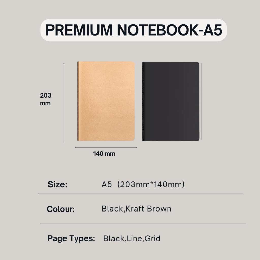 mixshop A5 B5 A4 Notebook Exercise Book Lined Grid Blank 80-GSM String-Bound