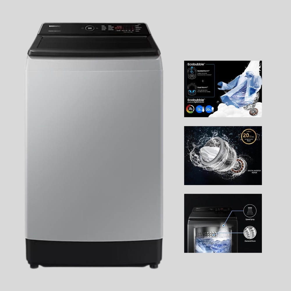 เครื่องซักผ้าฝาบน Samsung 12g Wa12cg5441byst สีเทา