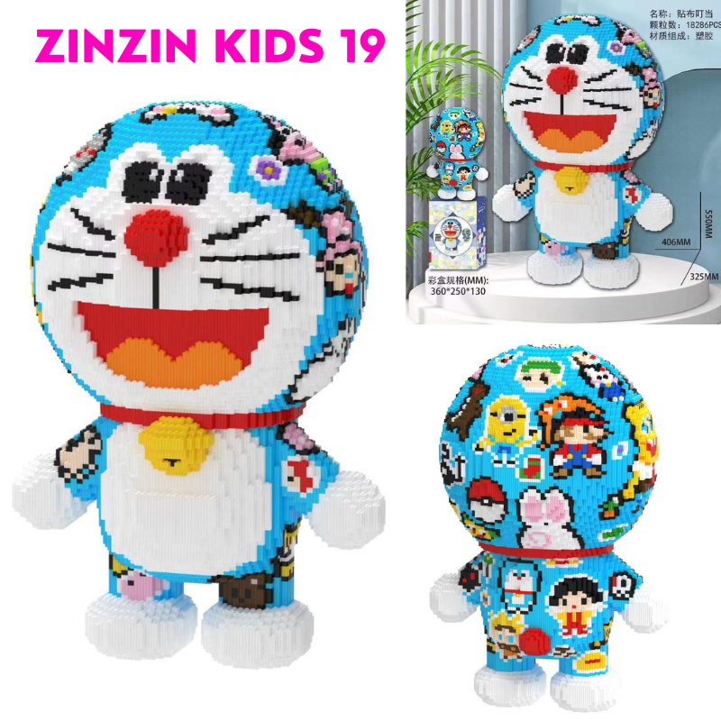 Le.go doraemon xăm hình 55cm, Lắp ghép doraemon xăm trổ cỡ lớn, Đồ chơi lắp ráp doremon Tặng Búa