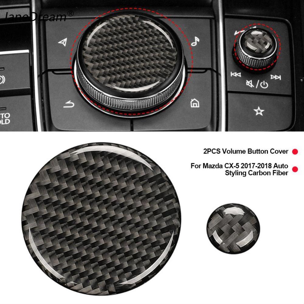 JaneDream 2Pcs Car Real Volume Button Cover Trim for Mazda 3 2020-2023 Auto Styling Carbon Fiber ราคา 84 บาท*ส่งฟรี