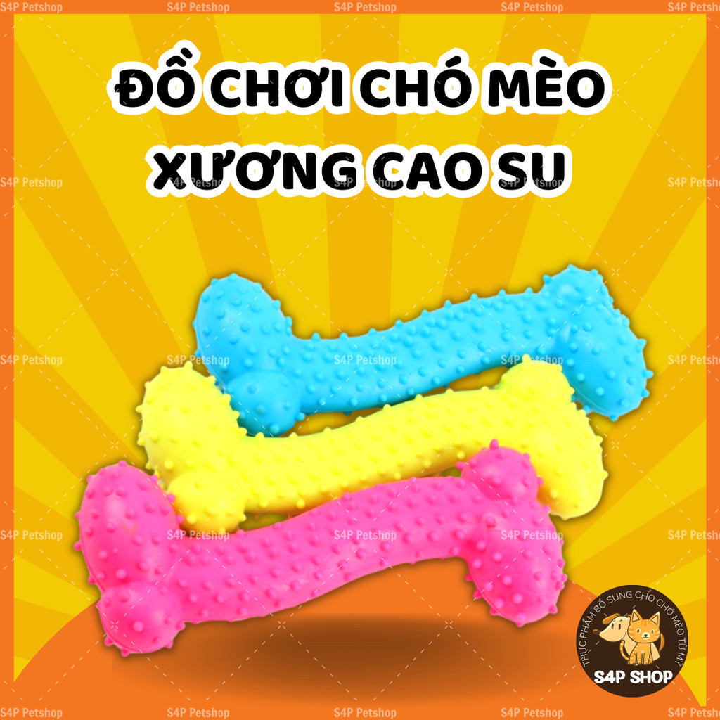 Xương gặm cao su có gai giúp làm sạch miệng - đồ chơi chó mèo tự chơi, giảm stress