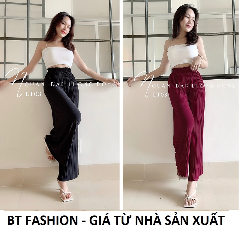 Quần Dài Thun Dập Ly Ống Rộng Vải Đep Cao Cấp Hot - BT Fashion CH01 + Hình