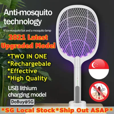 🔥SG Local Seller🔥2021 Upgraded Model*HOT SALE*Effective*Electronic mosquito rechargebale swatter 3000V Electric Mosquito Killer With UV Lamp USB 1200mAh Rechargeable Bug Zapper Summer Fly Swatter Trap Bug Insect Racket