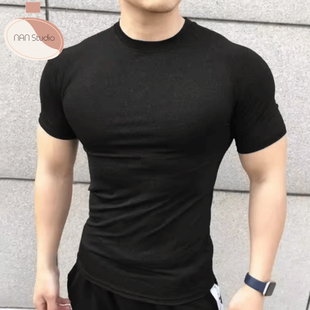 LYGJZC Khô nhanh Áo thun thể dục nam Tay áo ngắn Áo nén Áo thun thể thao nam Áo thun tập gym Đồ thể thao Áo thể thao chạy bộ Phòng tập thể dục