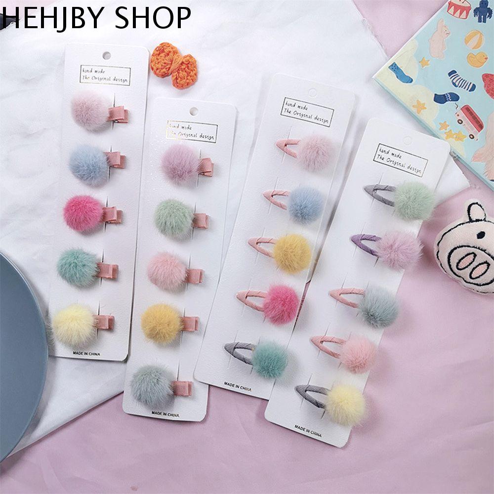 HEHJBY Đáng yêu Các cô gái Lông thú Pompom nhỏ POM Pom Hairball Kẹp tóc Kẹp tóc Kẹp tóc Barrette