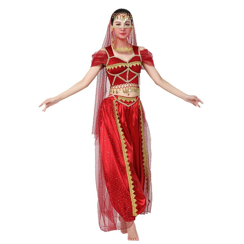 Women s Exotic Indian Dance Belly Dance Costumes Set 4Pcs Noble Princess