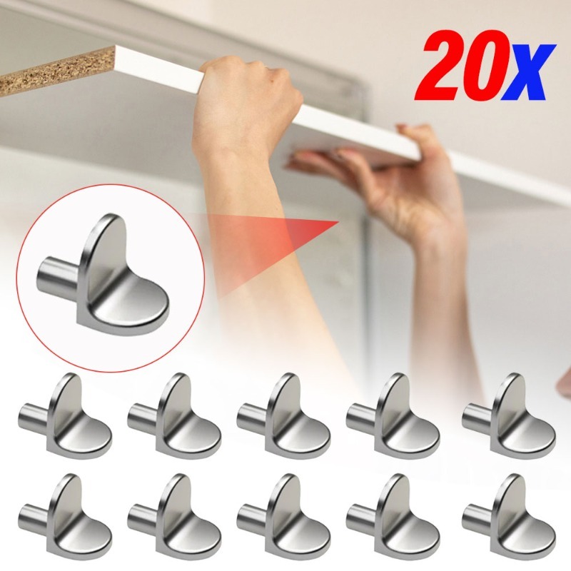 20pcs Shelf Support Dowel Shelf Pin Nickel Plated Metal Support Pin In L Shape For Cabinet Bookcase Shelf