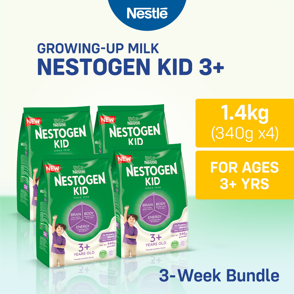 NESTOGEN KID 3+ Growing-Up Milk Powder For Children 3+ Years Old 1.4kg (340g x4)