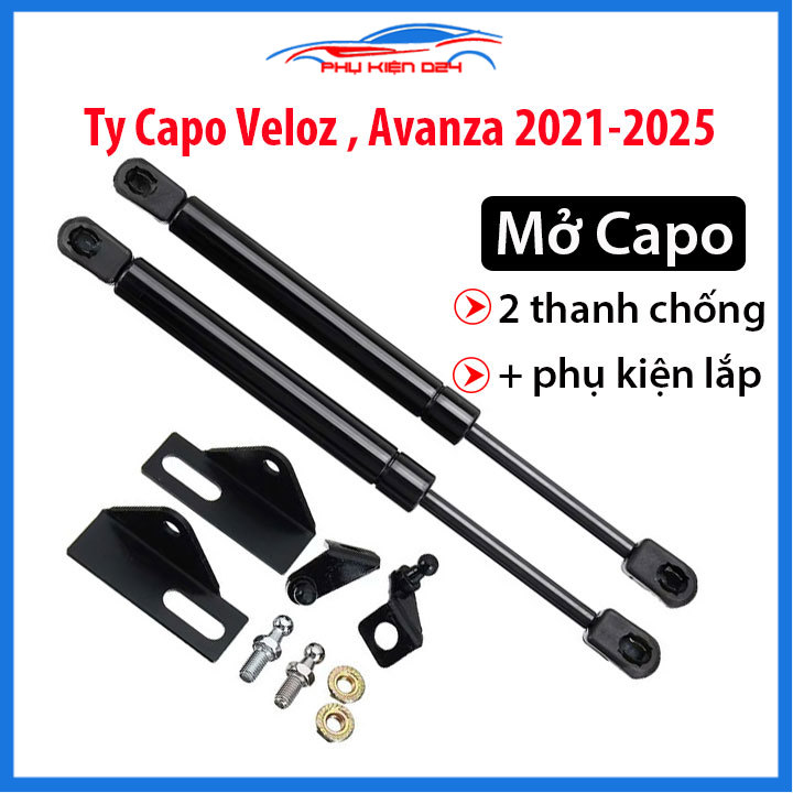 Bộ 2 ty chống nắp capo ô tô Veloz, Avanza 2021-2025 ben hơi thủy lực trợ nâng capo xe hơi kèm phụ kiện lắp