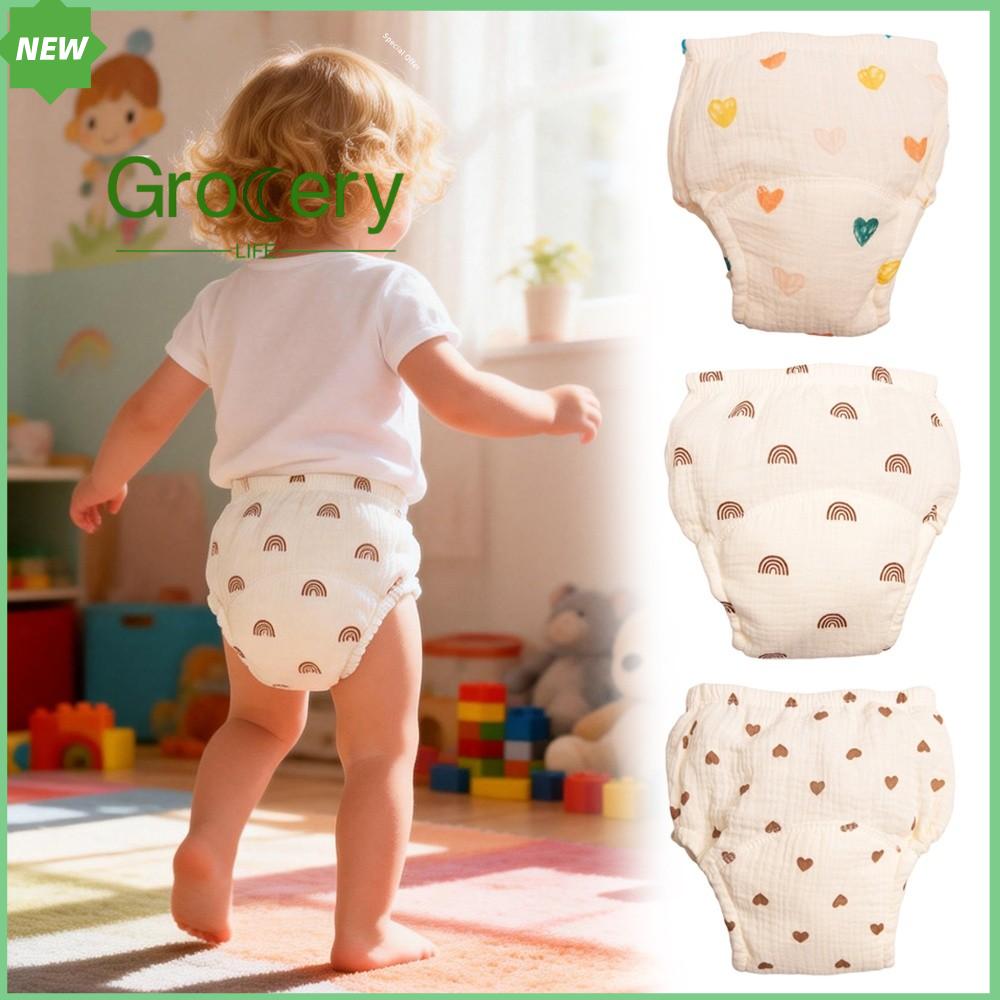 GROCERY LIFE Thoáng khí Quần tập cho bé Gạc bông Chống thấm nước Quần tã Thoải mái Có thể giặt Tã vải Sử dụng cho trẻ  biết đi