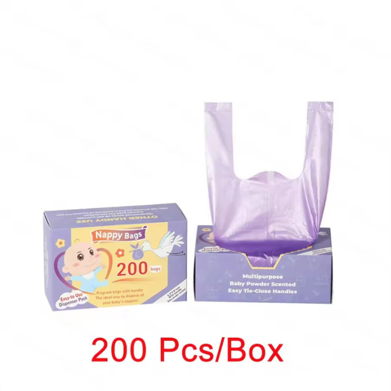 200PCS Disposable Nappy Bags Scented Garbage Bags Diaper Disposal Beg Sampah Wangi untuk Lampin Bayi