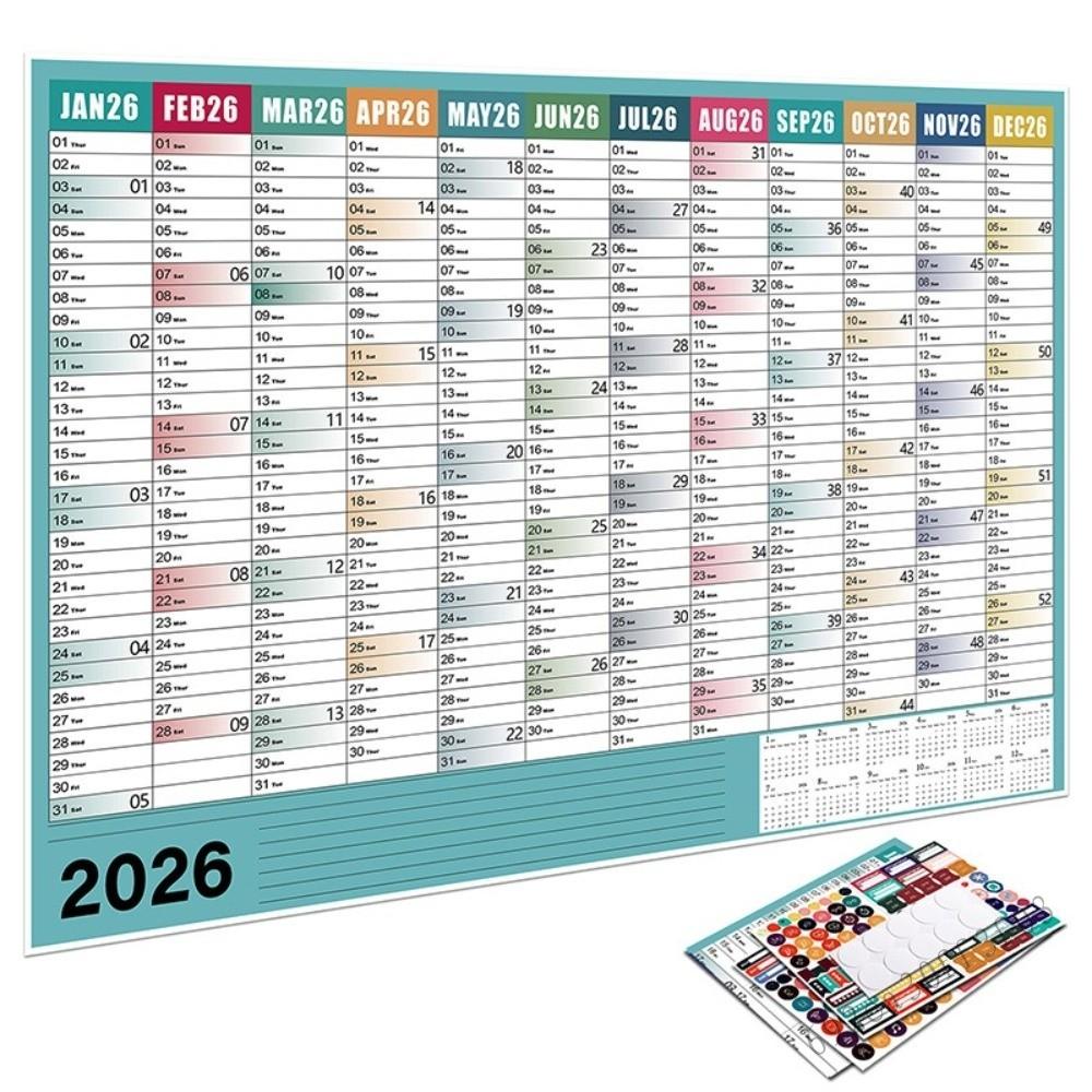 2026 Wall Hanging Calendar - Annual Planning Sheet for Office or Home