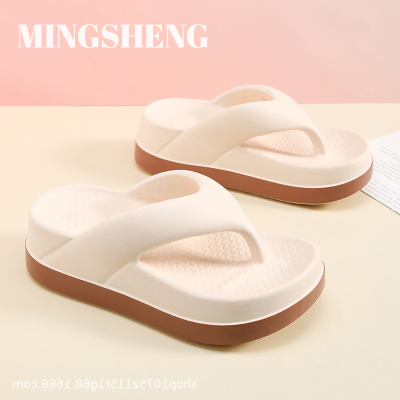 Mingsheng New Ladies Thick Bottom Increased Flip Flops Casual Non