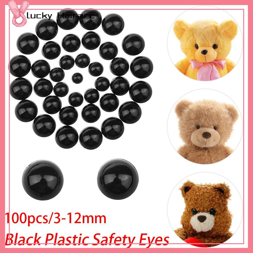 LUCKY HAIRACC 100pcs Thủ công mỹ nghệ DIY Đồ chơi sang trọng 3-12mm Bears Felting Phụ kiện búp bê Động vật làm con rối Mắt an toàn màu đen