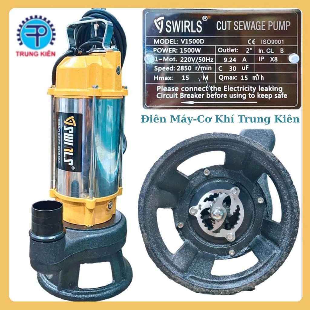  Máy bơm chìm hút nước thải cắt rác công suất 750W-2200KW,Máy bơm cắt rác hút nước đa năng công suất lớn mô tơ dây đồng. 