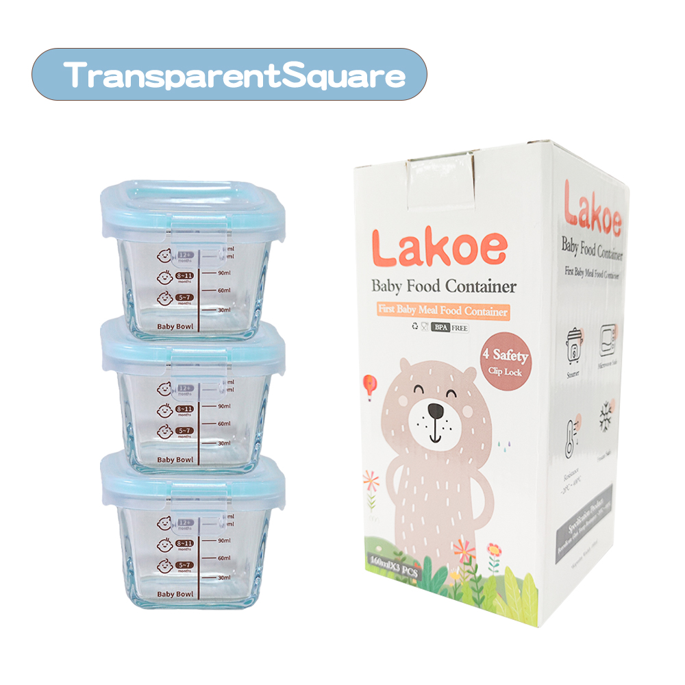 Mumystation 3PCS/Set 160ML Glass Food Container Fruit Storage baby Food Container Set Heat-Resistant Anti-Leaking