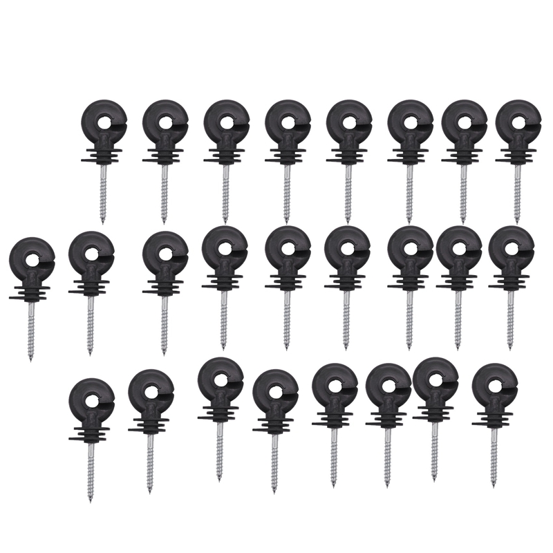 25Pcs Electric Fence Insulator Screw-in Insulator Fence Ring Post Wood Post Insulator,Livestock Fence Accessories