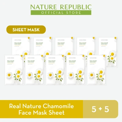 Nature Republic Real Nature Chamomile Face Mask Sheet - for Normal Skin (5+5)