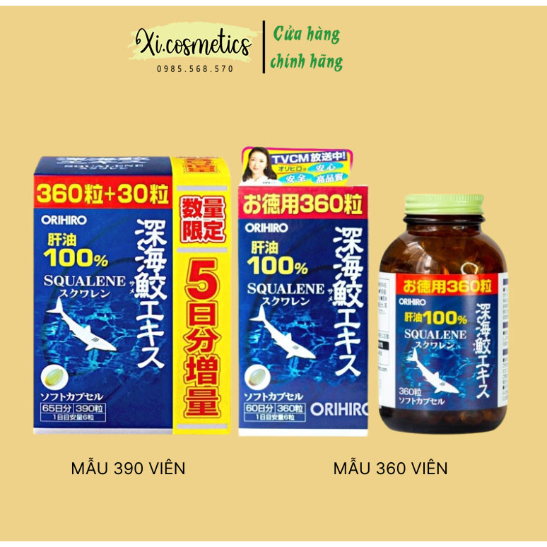 Viên uống Orihiro Shark Squalene 360 viên chiết xuất dầu gan cá mập sụn vi cá mập Nhật Bản