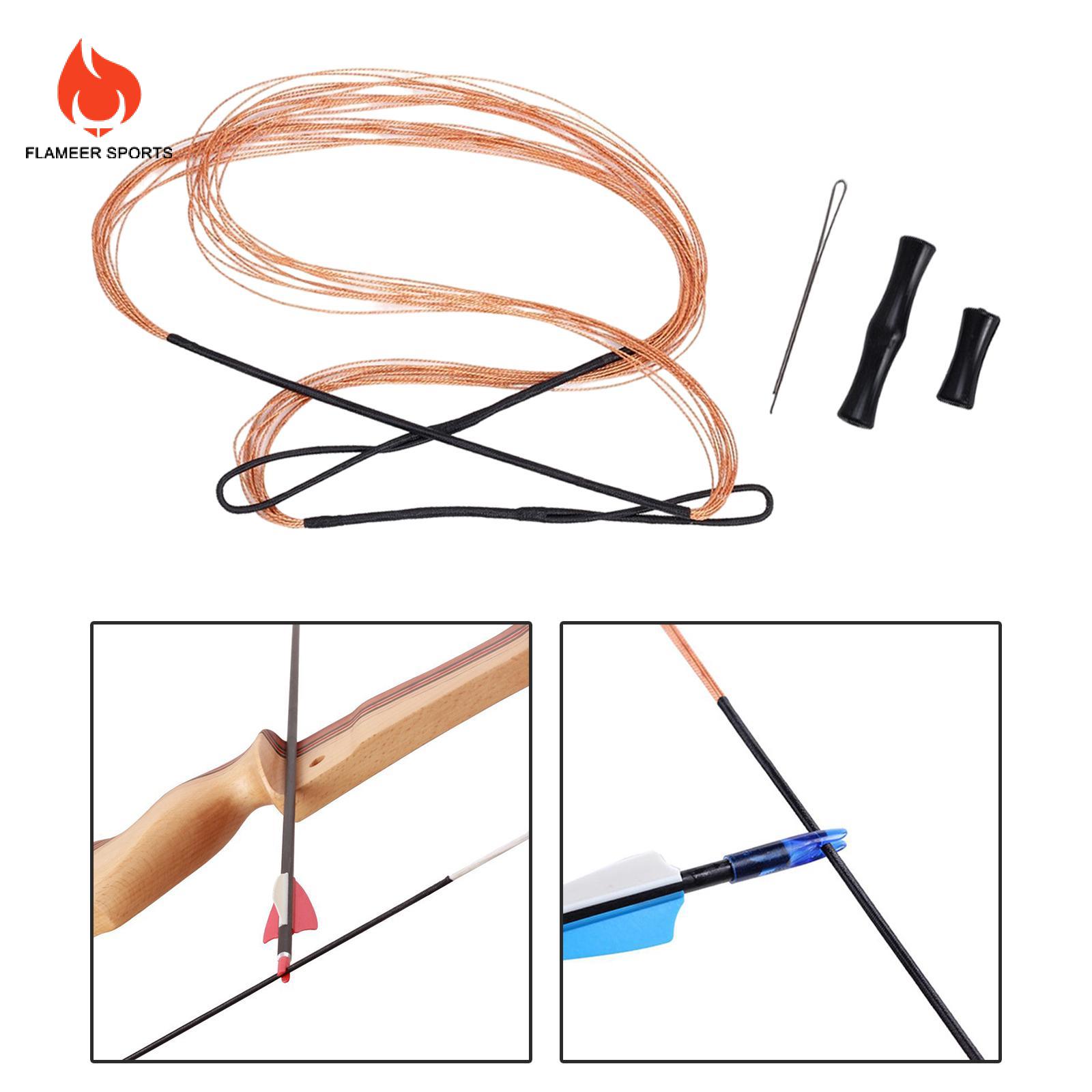 Flameer dài dây cung bowstring thay thế đồ bảo vệ ngón tay và ngón tay Saver với cài đặt công cụ truyền thống cung uốn ngược dây cung
