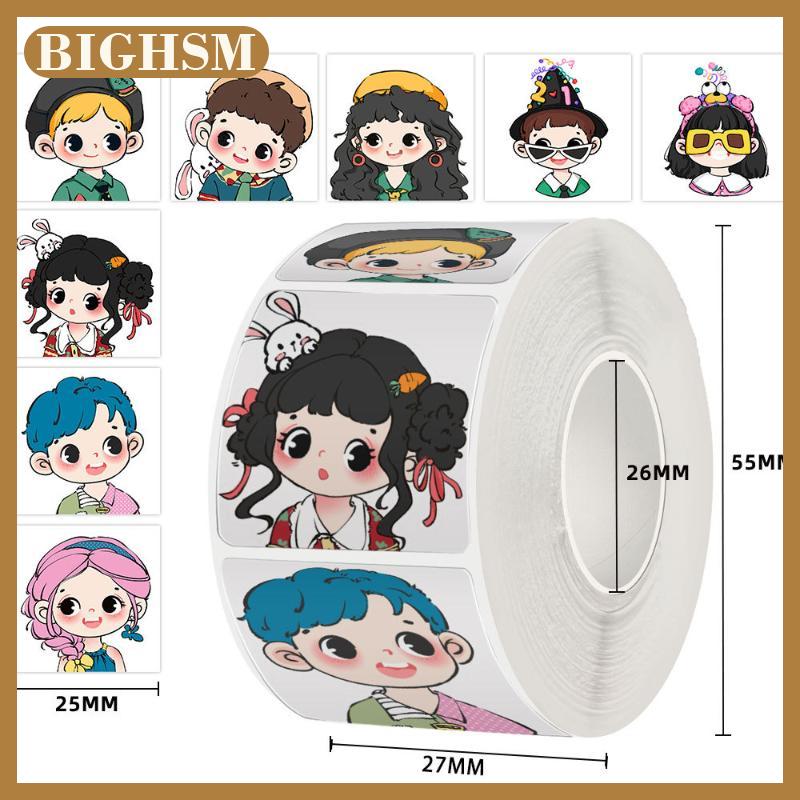 BIGHSM 500 cái cuộn phim hoạt hình cô gái dán trẻ em phần thưởng dán tự làm guitar điện thoại máy tính xách tay cốc nước dán đồ chơi