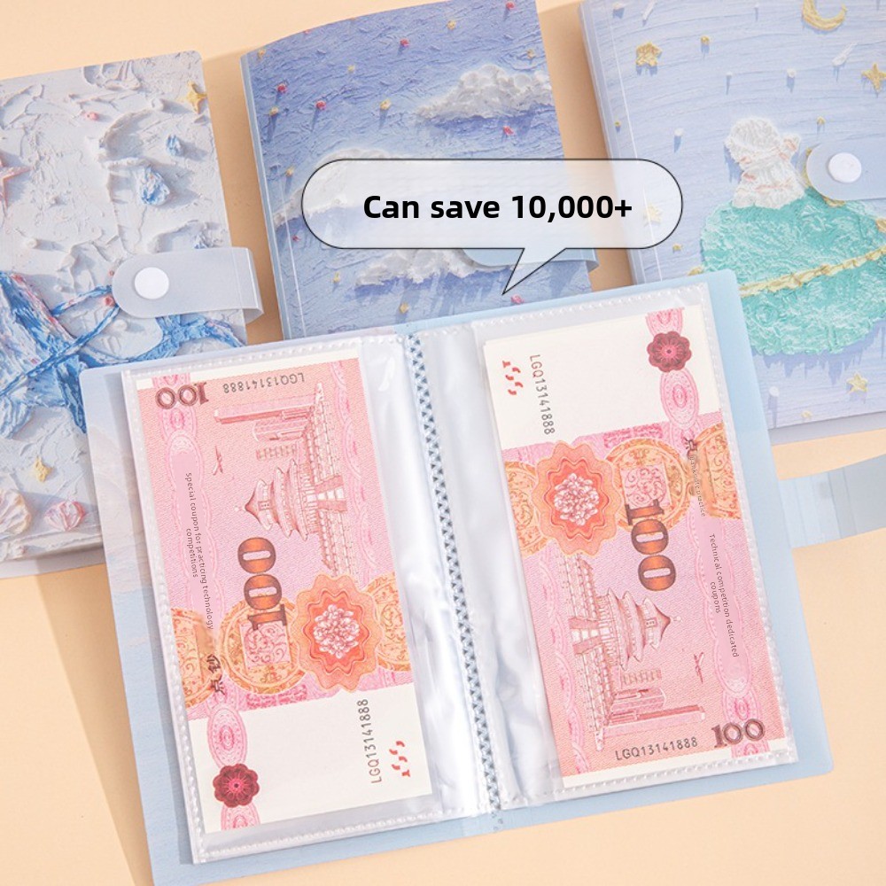 WOS5E Tranh sơn dầu Thử thách tiết kiệm tiền với 100 phong bì Tiết kiệm tiền Chống thấm nước Thử thách tiết kiệm với bìa mini Có thể tái sử dụng Sổ tay ngân sách Cặp đôi